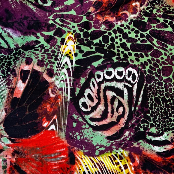 Mishka Women’s Multicolor Tie Waist Open Front Collared Blouse Sz PL - Picture 5 of 11